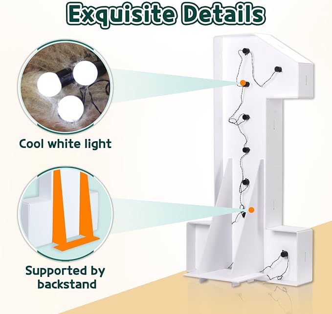 Marquee Numbers 3 Feet Tall Big Light Up Numbers Happy 18th Birthday Decorations Girl Boy White Anniversary Party Decor Large Cardboard Prop Backdrop Sign 18