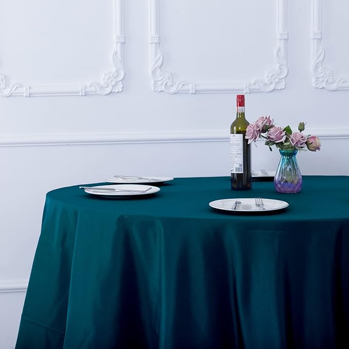 Ascoza 2pack 120 Inch Peacock Blue Round Tablecloth in Washable Polyester Fabric for Wedding/Banquet/Restaurant/Parties…