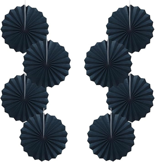 Black Party Decorations,Halloween Decor Events Accessories,Black Birthday Decorations,Anniversary Decorations for Party,Birthday Decorations for Men 12in Hanging Paper Fans 30 Color DIY Set(Black)