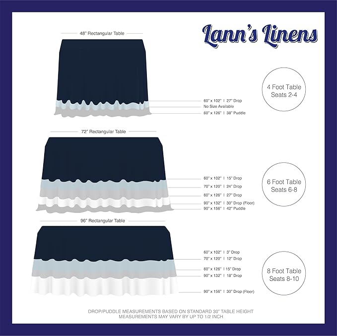 Lann's Linens - 10 Premium 70" x 120" Tablecloths for Wedding/Banquet/Restaurant - Rectangular Polyester Fabric Table Cloth - Navy Blue