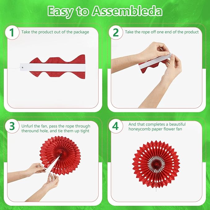 20 Pcs Grass Green Hanging Paper Fan, Hanging Honeycomb Round Paper Fans for Weddings, Birthdays, Christmas, Baby Showers, Classroom, Events Ceiling Party Supplies Decorations