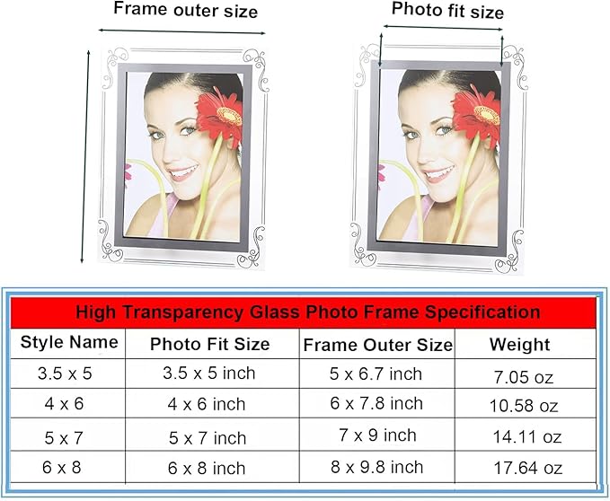 Photo Frames Picture Frame 2 Pack 4x6 High Definition Glass Vertical and Horizontal for Table Desk Shelf Office House Decoration Gifts