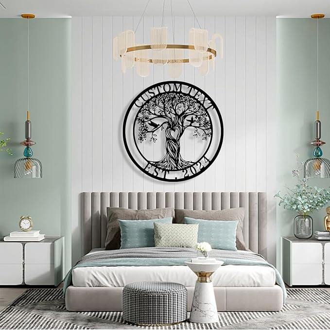 Personalized Tree of Life Metal Sign Wall Art Decor, Custom Wedding Gifts for Couples, Custom Family Name Sign, Christmas Valentine's Day Housewarming Gifts