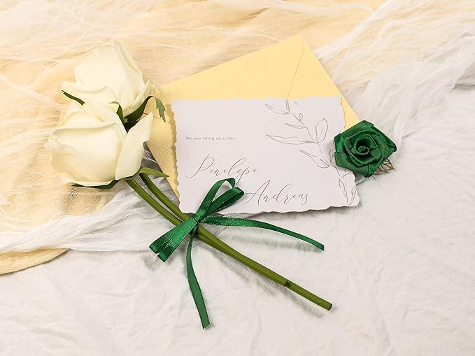 Green Satin Ribbon 1/4 inch X Continuous 50 Yards, Single Face Polyester Ribbon Perfect for Gift Wrapping, Flower Bouquet, Wedding Decor, Crafts, Bow Making, Sewing and More