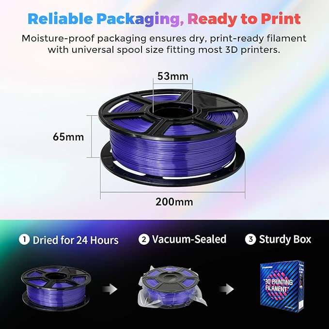 Flashforge 3D Printer Filament Silk PLA 1.75mm 1kg Spool-Dimensional Accuracy +/- 0.02mm (Blue)