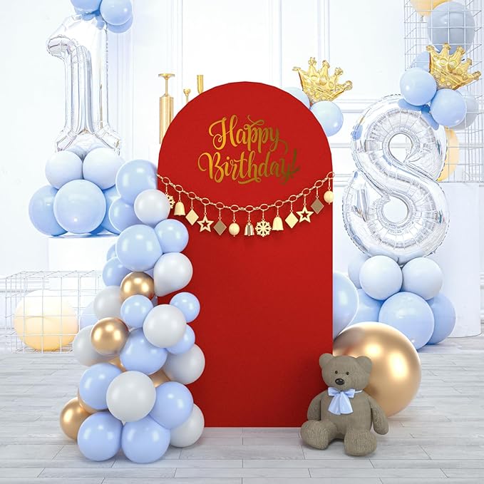 bricia Wedding Arch Backdrop Stand Cover, 7.2FT Double Sided Stretchy Arch Cover Fitted Wedding Birthday Party Banquet Decoration (Red 86.4''Lx48''W)