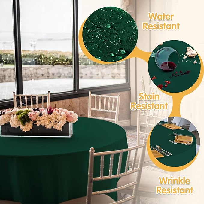 BRILLMAX 8 Pack Hunter Green Round Tablecloths 90 Inch - Circle Bulk Linen Polyester Fabric Washable Table Cloth Cover for Wedding Reception Banquet Birthday Party Buffet Restaurant