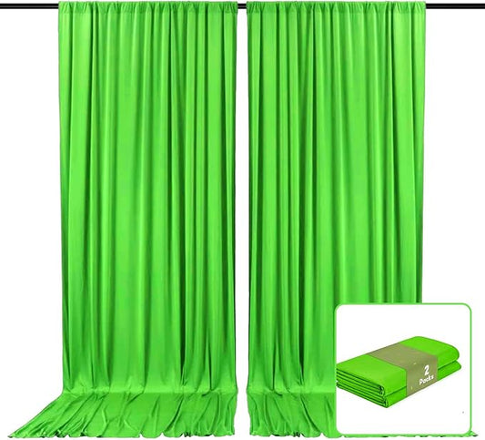 2 Panels Green Backdrop Curtain, 10 x 10 Feet Background Curtains for Parties, Baby Showers, Bachelorette Halloween, Christmas Birthday Party Photoshoot Backdrop Curtains Decorations