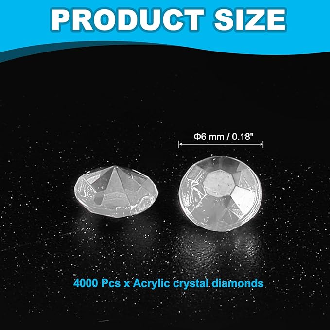 PATIKIL 4000 Pcs Wedding Table Scatter Confetti Crystals 6 mm Acrylic Diamonds Vase Fillers Gems for Table Centerpiece Decorations Party Vase Beads, Light Gray