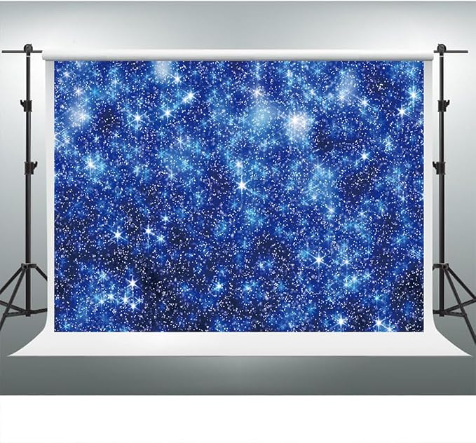 YongFoto Blue Glitter Backdrop 5x3ft Silver Light Spots Navy Blue Sequin Bokeh Photography Background Birthday Bridal Shower Wedding Photography Background Party Banner Decor Portraits Photoshoot