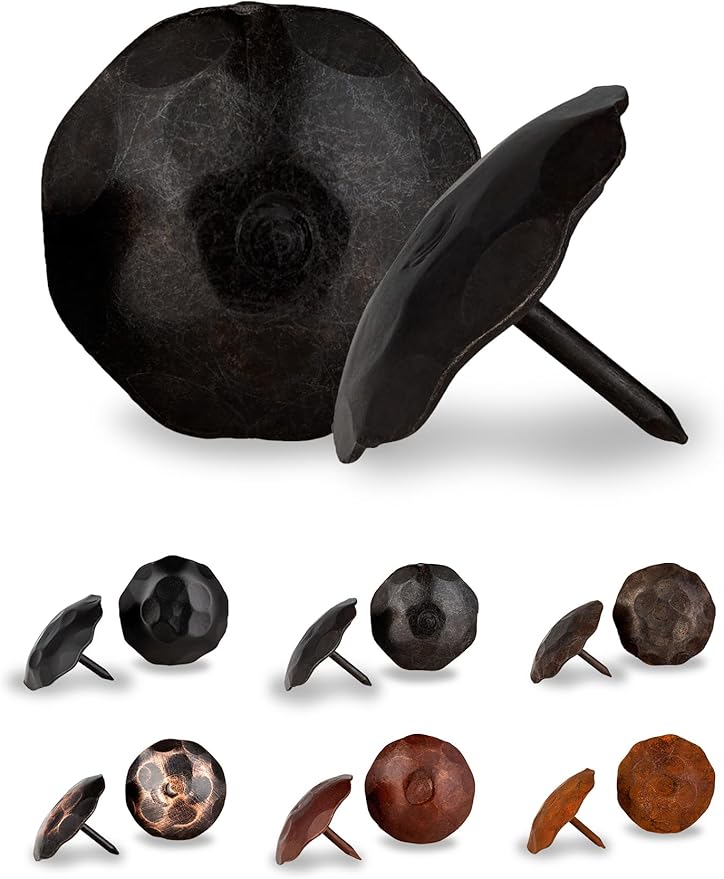 50 Pack 1.5" Round Head Iron Clavos Decorative Nails – Sealed Unfinished – Handmade Rustic Round Fasteners for Farmhouse Shutters, Faux Wood, Barn Doors, Shutters, Gates – Ornamental Wood Accent
