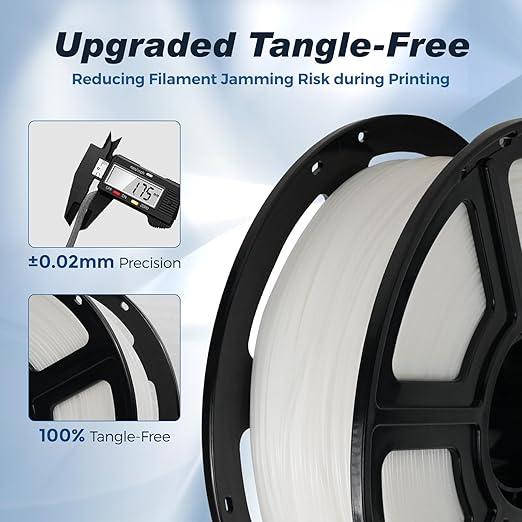 FLASHFORGE Rapid PLA Filament 1.75mm White, Max 500mm/s High Speed Printing, 3D Printer Filament 1kg (2.2lbs) Spool, Dimensional Accuracy +/- 0.02mm, Enjoy Exceptional Print Quality