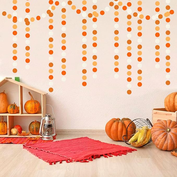 Boho Orange-Beige Baby-Shower Party-Decorations Streamers - 52Ft Neutral Birthday Hanging Paper Garland Banner,Fall Autumn Thanksgiving Rustic Wedding Bridal Classroom Supplies Backdrop Decor Hugtmr