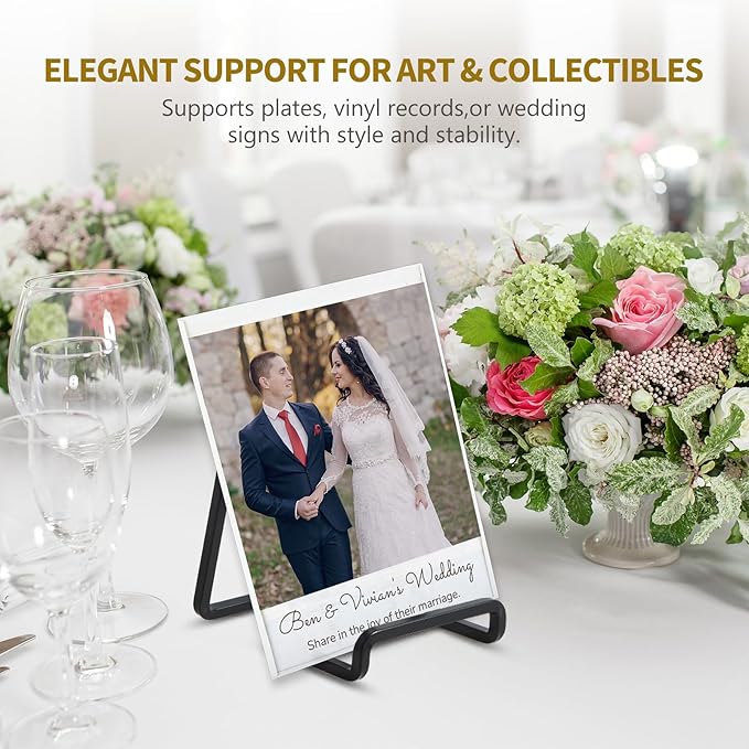 DIDUDIDU Plate Holder Easel Display Stand - Metal Plate Stands for Display - Tabletop Picture Stand - Black Iron Easels for Display Pictures | Photo Frames | Book | Decorative Plates | Plaque