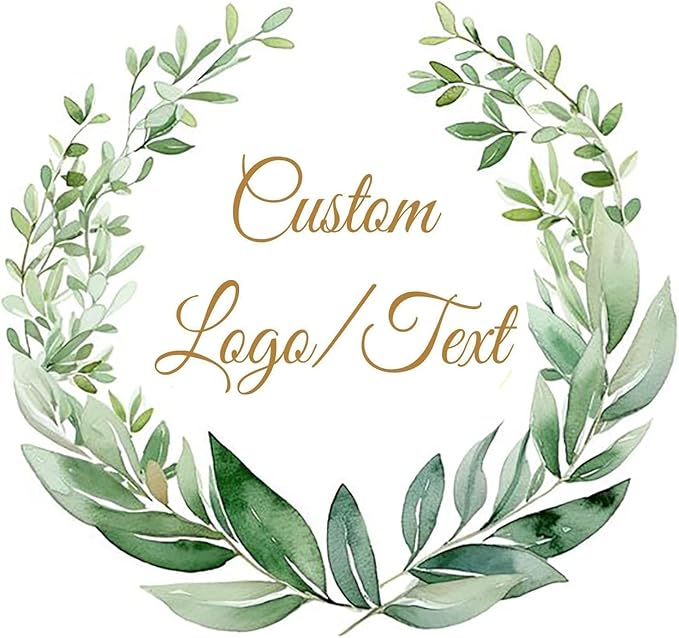 Custom Stickers for Weddings, Birthdays & Businesses - Personalized Labels with Your Logo - Waterproof, Fade and Heat Resistant - Pack of 100-1000 (Wreath D, 4 Inch)