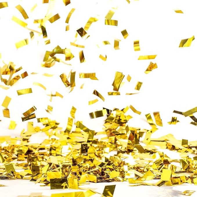 Sumind 200 Grams Gold Silver Large Metallic Confetti Rose Glitter Throwable Table Scatter Foil Confetti for Christmas Birthday Party Baby Shower Graduation Wedding Celebrations(Gold)