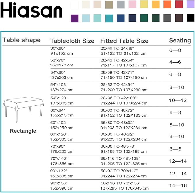 Hiasan 2 Pieces White Rectangle Tablecloth - Waterproof and Spillproof Restaurant Washable Polyester Table Cloth for Dining Room, 70 x 140 Inch
