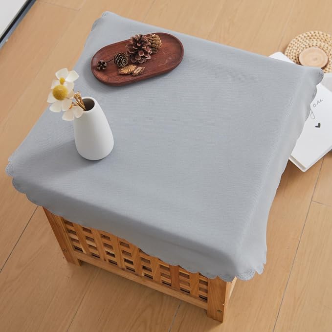 Small Round Grey Tablecloth 24 Inch Polyester Fabric Washable Table Cover Decorative Wrinkle Resistant Solid Color Table Cloth for Bedside Nightstand Wedding Camping