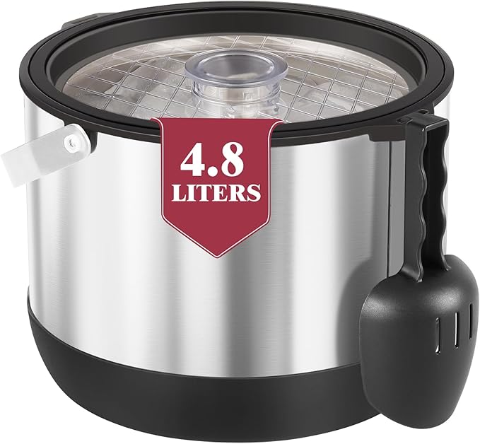 5QT/4.8L Double-Wall Insulated Ice Bucket with Scoop & Lid,Large Capacity Stainless Steel Beverage Bucket for Party Cocktail Bar, Champagnes (Black