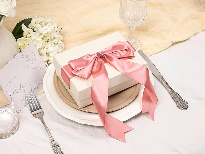 Rose Gold Satin Ribbon 1-1/2 inch X Continuous 100 Yards, Single Face Polyester Ribbon Perfect for Gift Wrapping, Flower Bouquet, Wedding Decor, Crafts, Bow Making, Sewing and More
