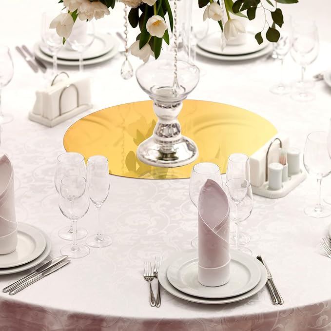 Thyle 20 Pcs 10 Inch Acrylic Round Mirrors for Tables Centerpieces Circle Mirrors Candle Plates for Wall Wedding Table Centerpieces for Baby Shower Party, Thickness 1 mm (Gold)