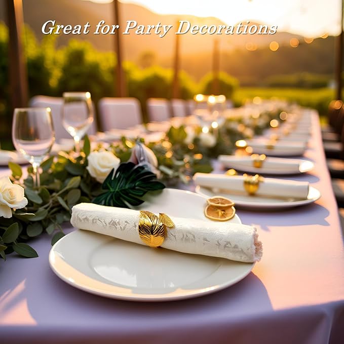 Napkin Rings Set of 50 pcs, Gold Leaf Napkins Rings Holders Bulk for Wedding,Holleween Dinner,Birthday,Christmas,Thanksgiving Party of Table Setting Decor (Golden Leaves 50 pcs)