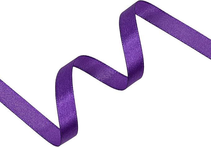 Purple Satin Ribbon 3/8 inch X Continuous 25 Yards, Single Face Polyester Ribbon Perfect for Gift Wrapping, Flower Bouquet, Wedding Decor, Crafts, Bow Making, Sewing and More
