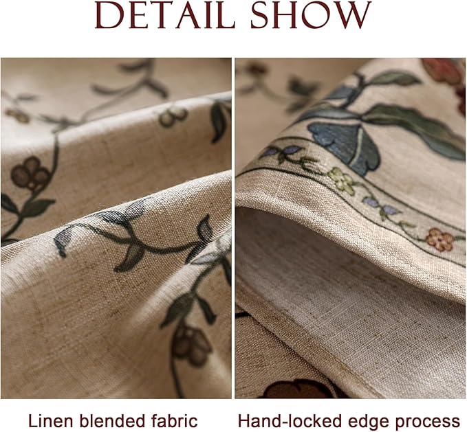 patdrea Designer Linen French Tablecloth for Rectangle Table,Fall Country Breathable Floral Tablecloths,Table Cover for Kitchen Dining,Tea Party,Christmas,Thanksgiving,63"x87"-Oliveirad