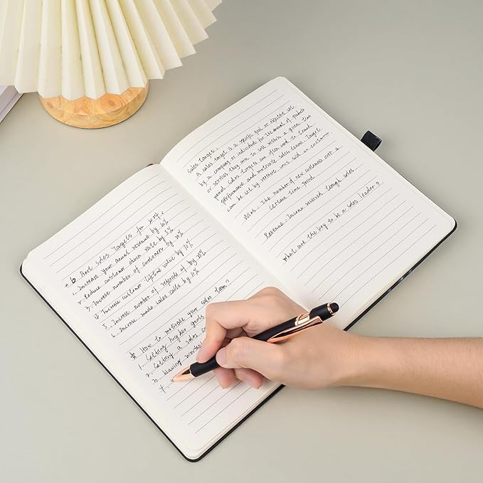 Personalized Notebook Custom Journal Notebook PU Leather A5 Can Customized with Logo/Text/Image- 192 Lined Pages 8.3 x 5.9 Inch, Pen Loop, Elastic Band, Grey Hardcover