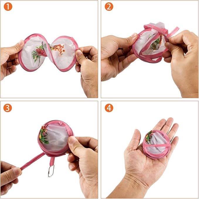 4 Styles Animal Flowers Round Foldable Hand Fan Japanese Foldable Fan Handheld Foldable Compact Cooling Fans,Round Folding Fan for Outdoor Games,Xmas Decoration,Festival,Party Favors,Travel,Events