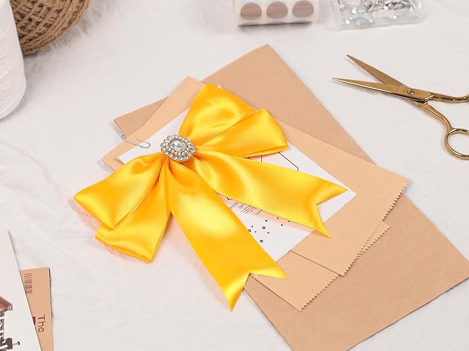 Yellow Satin Ribbon 1-1/2 inch X Continuous 100 Yards, Single Face Polyester Ribbon Perfect for Gift Wrapping, Flower Bouquet, Wedding Decor, Crafts, Bow Making, Sewing and More