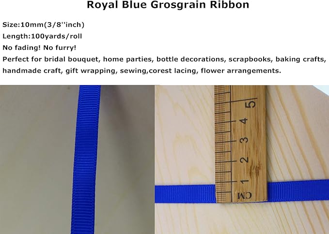 Jesep One Roll 100 Yards 3/8" Soild Grosgrain Ribbon Boutique Gift Wrapping Package Ribbon, DIY Crafts Bow Hair Headband Accessories Assorted Ribbon#352 (3/8" 10mm, Royal Blue)