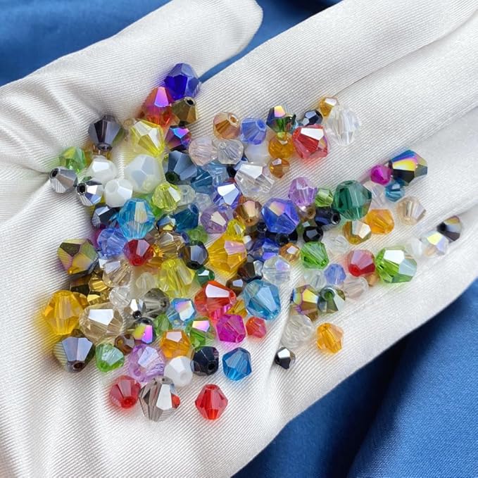 400pcs 4mm Bicone Crystal Glass Beads Loose Spacer Beads Faceted Craft Beads for Jewelry Making DIY Necklace Bracelet Earring Wind Chimes Suncatchers Ornamen(Peacock Green AB)