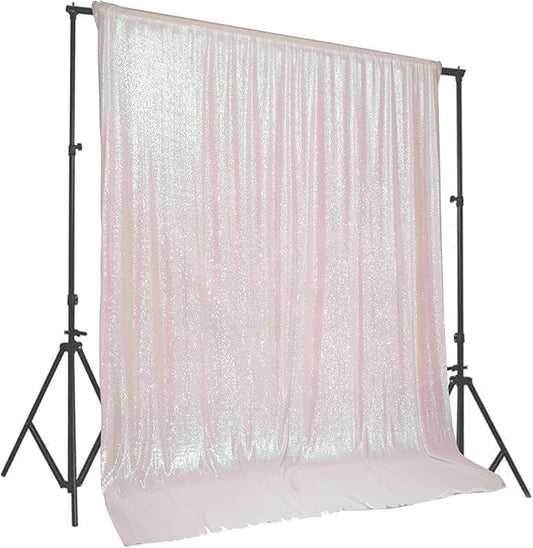 PartyDelight Iridescent 10FTx10FT Sequin Backdrop Photography and Photo Booth