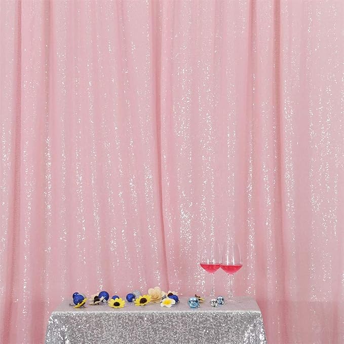 Eternal Beauty Pink Sequin Backdrop, 6x6 Ft Glitter Background Curtains for Shimmer Photography Party Wedding Birthday Back Drop Decor