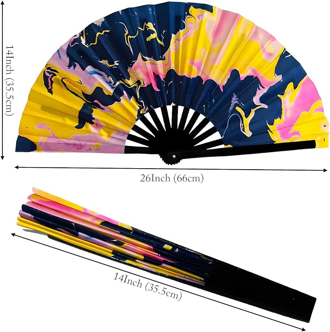 Large Folding Rave Fan Boots On The Ground Hand Fan Clacking Fans for Line Dancing Clack Fan for Raves, Concert, Festivals, Party, Gifts, Performance (Doodle)