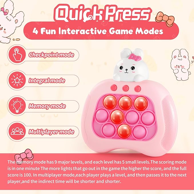 Easter Bunny Fidget Toy, Sensory Pop Toys for Kids & Adults, Pink, 1 inch