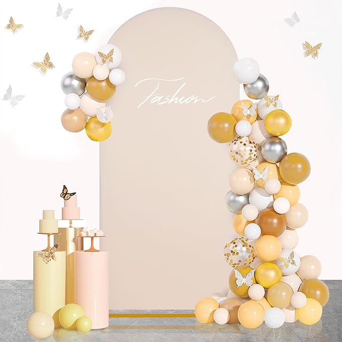 SoarDream Beige Spandex Arch Cover 6FT Wedding Arch Backdrop Cover Stretchy Backdrop Chiara Wall Arch Stand Cover for Wedding Birthday Balloon Decorations- Ideal for Balloon Arches