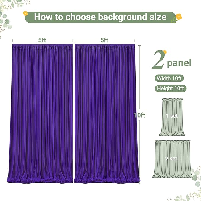 Purple Tulle Backdrop Curtain for Parties Wedding,10ft x 10ft Wrinkle Free Curtain Backdrop,2 Layer Drapes for Backdrop,Polyester Wedding Back Drop for Bridal Shower Birthday Baby Shower Photography