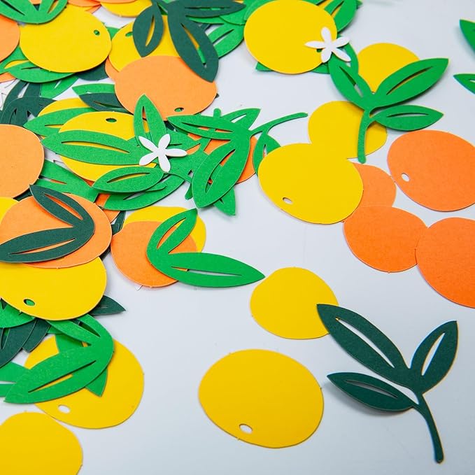 200 Pcs Little Cutie Baby Shower Orange Confetti - Citrus Confetti - Eucalyptus Scatter For Birthday Wedding Party Table Decoration Supplies