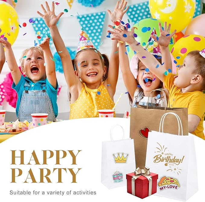 MESHA Kraft Paper Bags 5.25X3.75X8 Inch Brown Small Gift Bags with Handles Bulk,300 Pack for Small Business,Birthday Wedding Party Favor, Paper Shopping