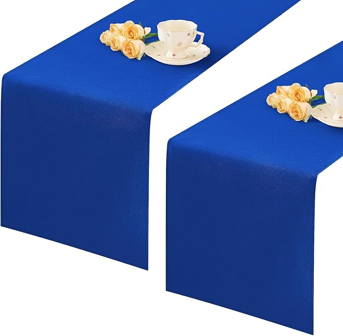 2 Pack Blue Small Short Table Runner 12 x 24 Inch Solid Color Runners Coffee Table Dresser for Daily Party Home Decoration