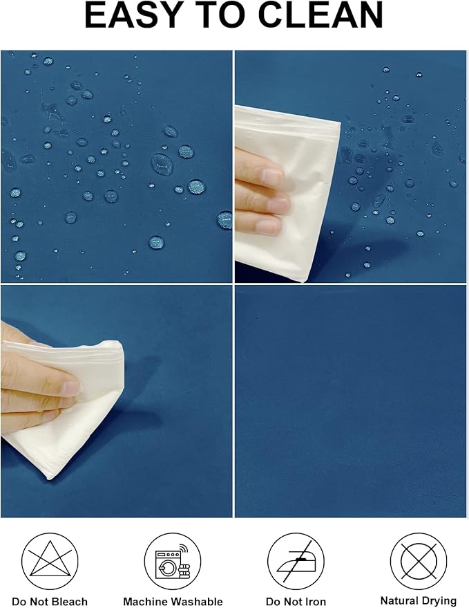 Fokitut 2 Pack Waterproof Rectangle Tablecloth, 60x120 Inch,Stain Resistant and Wrinkle Polyester Table Cloth, Fabric Table Cover for Kitchen Dining, Wedding, Party, Holiday Dinner-Mediterranean Blue