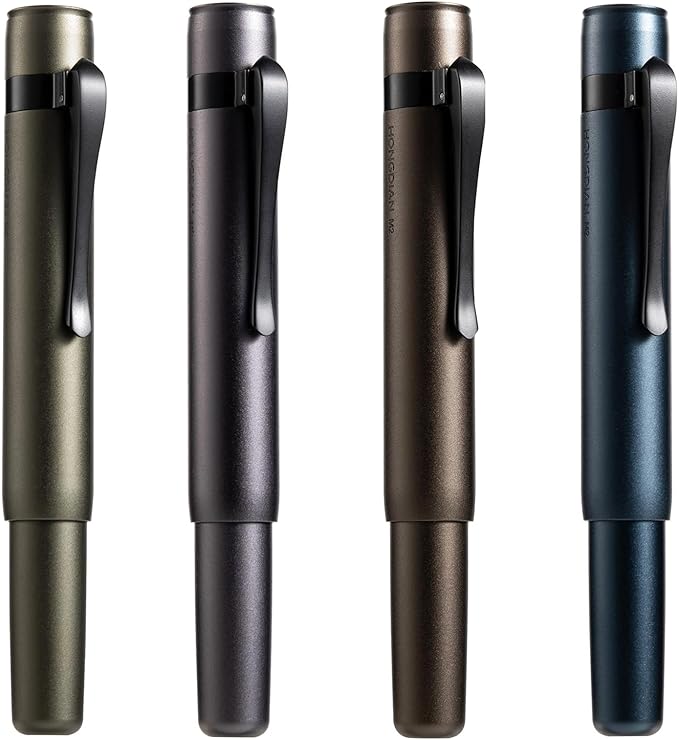 Hongdian M2 Black Forest Mini Fountain Pen, Bent Nib & Sleek Shape Aluminium Short Pocket Travel Pen (Midnight Blue)