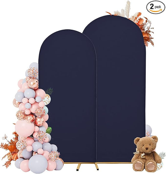 Wedding Arch Covers Arch Backdrop Cover Arch Stand Covers 7.2FT 6FT Set 2 Arch Cover Spandex Fabric Stretchy Backdrop for Wedding Birthday Party Decoration Baby Shower (Dark Blue)
