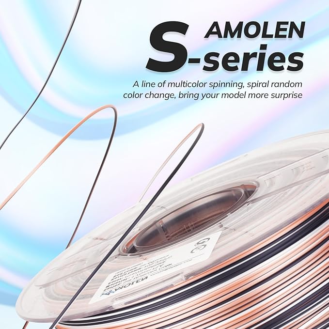 AMOLEN Silk PLA 3D Printer Filament Bundle, Multicolor Rainbow Filament 1.75mm Pack, Fast Color Change 3D Printing Filament for Most FDM 3D Printer, 1kg X 4 Spools