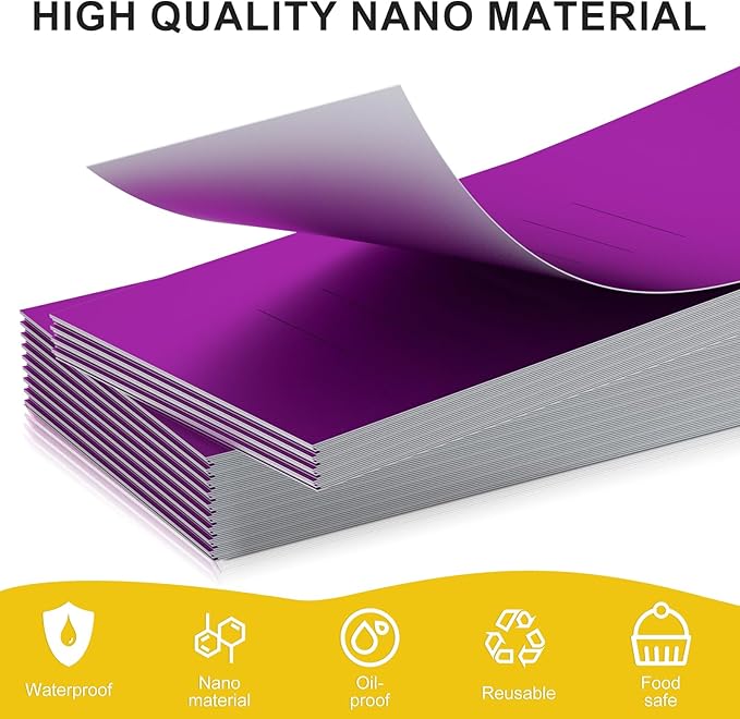 Polymer Material Reusable Napkin Band, Glue-Free Tear-Proof Water Resistant Oil-Proof Napkin Bands Set of 200(Front Purple Color and Back White), 6 Adjustable Sizes Napkin Rings
