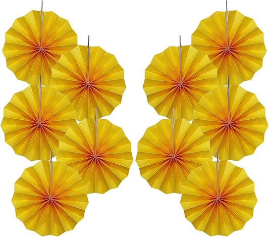 Yellow Birthday Decorations,DIY Yellow Paper Fans Hanging Decoration ,Party Supplies Party Fans 8in, Wedding Graduation Events Accessories 30 Color DIY Set （Yellow）