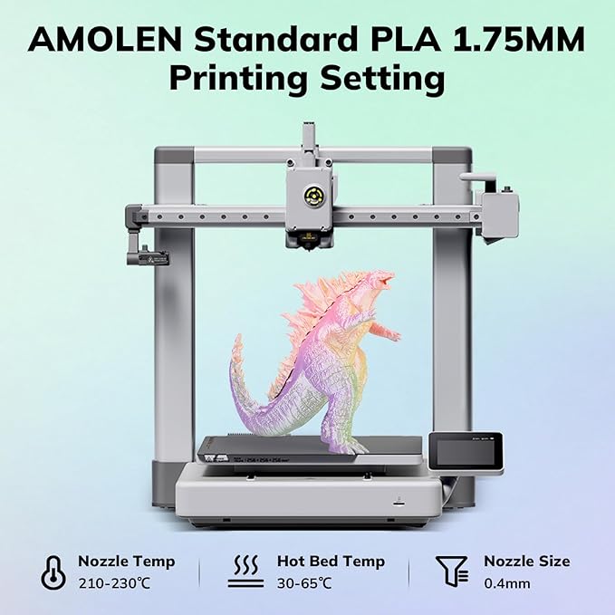 AMOLEN 3D Printer Filament, Dual Color Temp Change Purple Green to Pink Yellow PLA Filament 1.75mm, Heat Color Change with Temperature, Dimensional Accuracy +/- 0.02mm, 1KG, Fits Most FDM Printers
