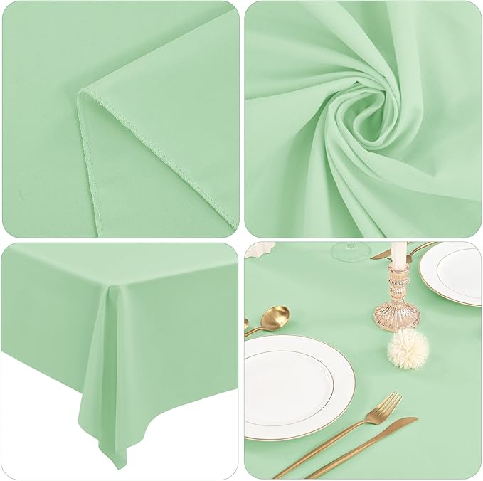 12 Pack 60 x 126 Inch Rectangle Tablecloth Sage Green Polyester Tablecloth for 8 Ft Rectangle Tables, Washable Fabric Table Cloth for Wedding Dining Table Buffet Parties Camping